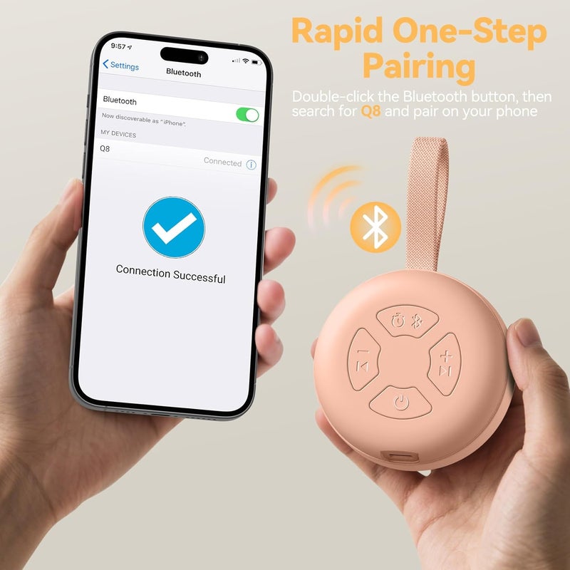 FENDALE Portable Sound Machine for Baby | White Noise | 12 Soothing Sounds | Noise Canceling for Travel, Office, Nursery | Baby Shower | Registry Gift | Sleep Soother for Babies Kids Adults | Peach - Image 5